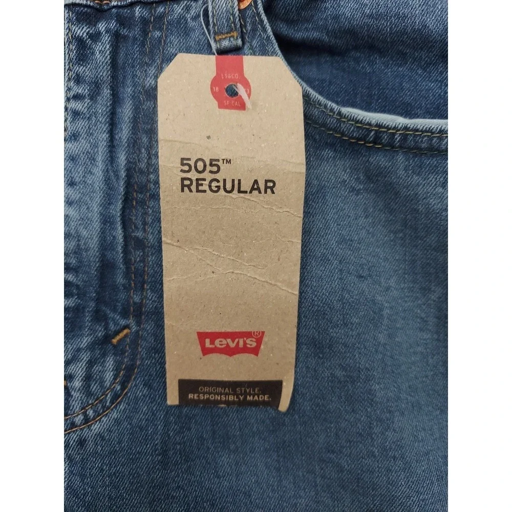 Levis 505 Jeans‎ Mens 34x30 Blue Medium Wash Relaxed Regular Straight Fit